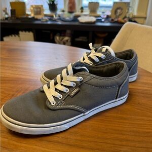 Vans Gray Canvas Low-Top Sneakers with White Laces